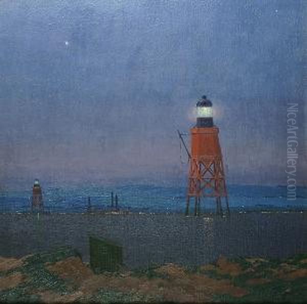 The Lighthouse Oil Painting by Carlos Maria De Santiago