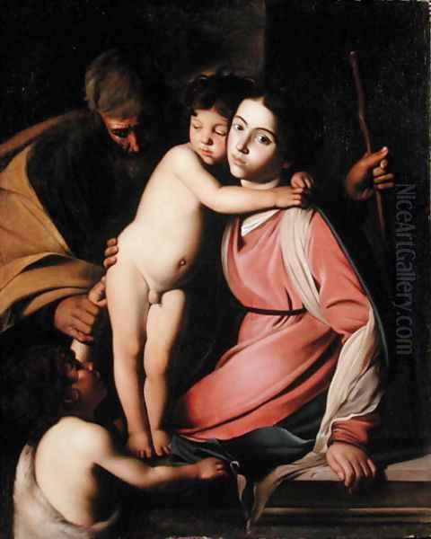 The Holy Family with St. John the Baptist Oil Painting by Caravaggio