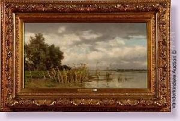 Paysage Lacustre Oil Painting by Edmond De Schampheleer