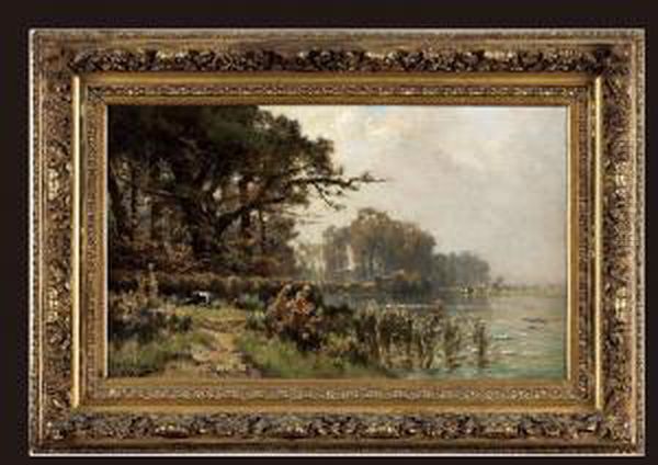 Le Vieux Rhin Oil Painting by Edmond De Schampheleer