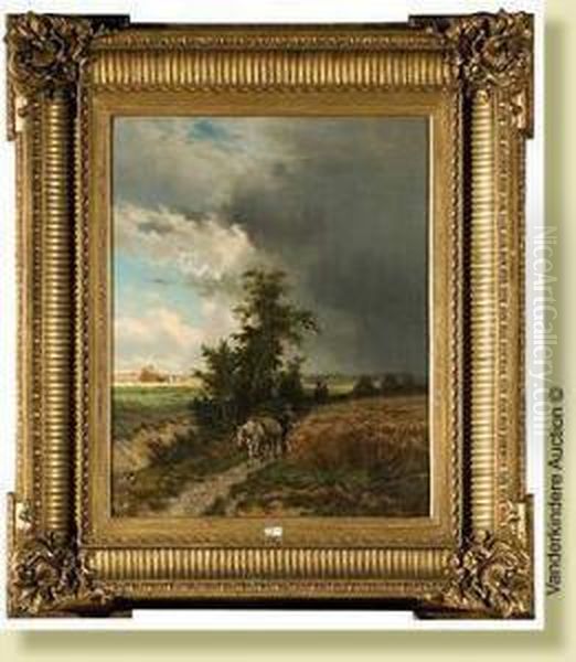 Le Retour Des Champs Avant L'orage Oil Painting by Edmond De Schampheleer