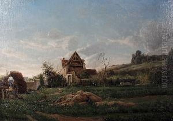 Harvest Time In Wallonie Oil Painting by Edmond De Schampheleer