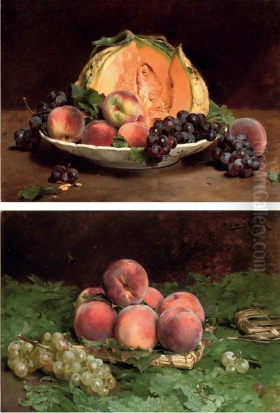 Peches Du Midi; Fruits D'automne Oil Painting by Louis De Schryver