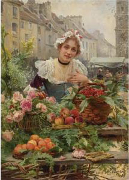 The Flower Seller Oil Painting by Louis De Schryver