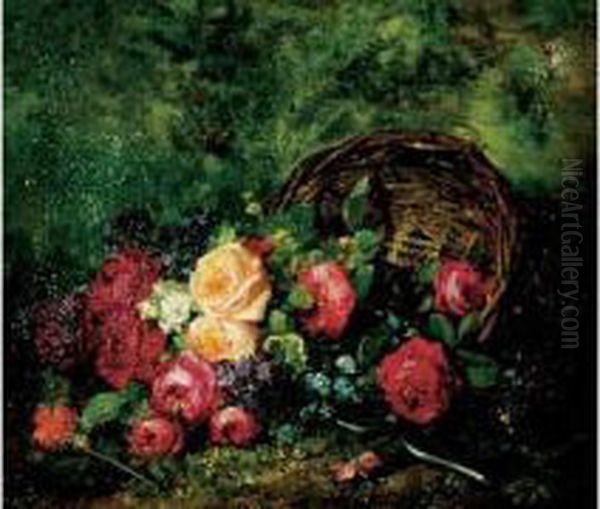 Fleurs Coupees, 1860 Oil Painting by Louis De Schryver