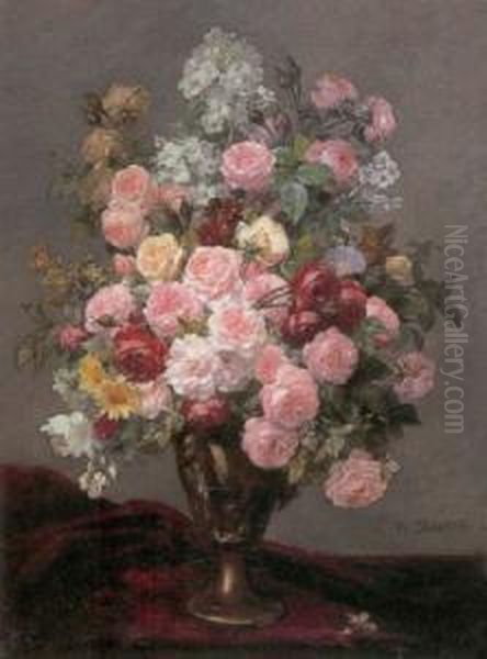 Bouquet Of Flowers Oil Painting by Louis De Schryver