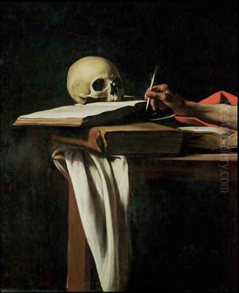 St. Jerome Writing, c.1604 (detail) Oil Painting by Caravaggio