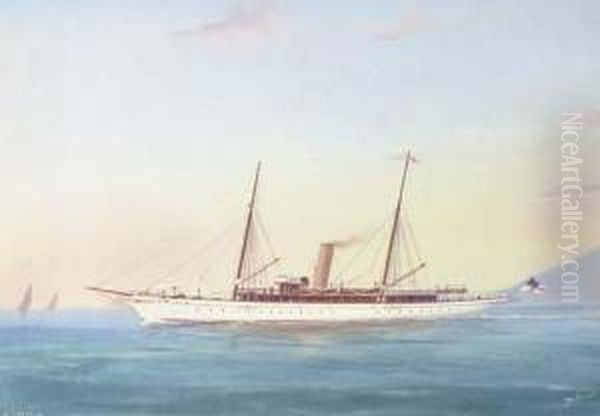 The Royal Yacht Squadron Steam Yacht Catania Oil Painting by Atributed To A. De Simone