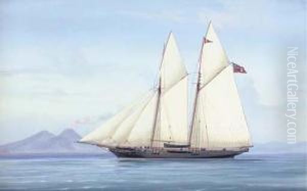 The Schooner Yacht Zoe Oil Painting by Atributed To A. De Simone