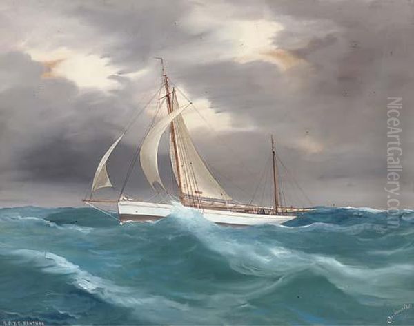 The R.d.y.c.'s Yawl 
Ventura 
 In A Heavy Swell Oil Painting by Atributed To A. De Simone