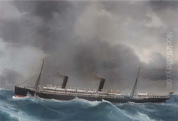 R.m.s. 
Ophir 
 In Heavy Weather Oil Painting by Atributed To A. De Simone