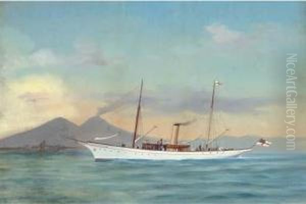 The Royal Yacht Squadron Branwen In Neapolitan Waters Oil Painting by Atributed To A. De Simone