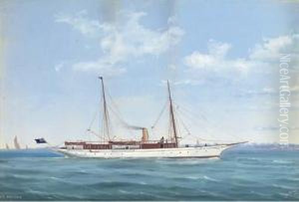 The Steam Yacht Wintonia In Coastal Waters Oil Painting by Atributed To A. De Simone