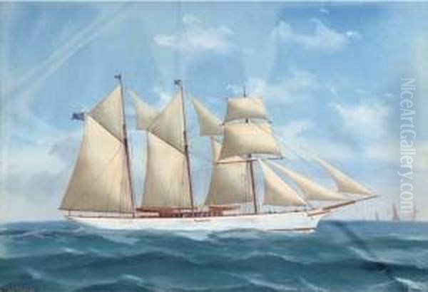 The English Steam Yacht Lady Torfrida At Sea Oil Painting by Atributed To A. De Simone