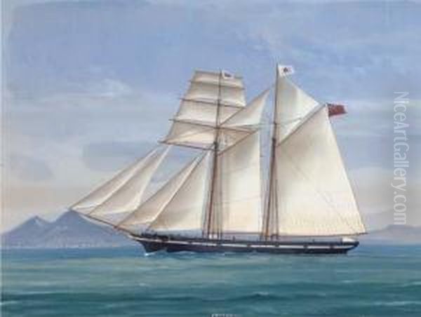 The English Topsail Schooner Oil Painting by Atributed To A. De Simone