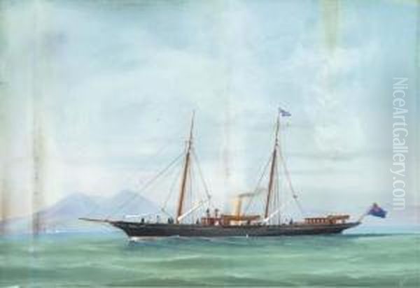 The Royal Thames Yacht Club 
Schooner Marchesa: In Neapolitan Waters(illustrated); And In Heavy 
Weather Oil Painting by Atributed To A. De Simone