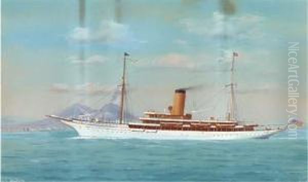 The U.s. Steam Yacht Iolanda: In Neapolitan Waters (illustrated);and At Sea In A Swell Oil Painting by Atributed To A. De Simone