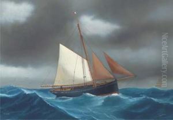 The Gaff-rigged Eliza At Sea Oil Painting by Atributed To A. De Simone