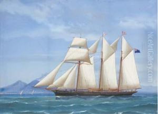 R.v.y.c. Chevy Chase Lying At 
Anchor In The Mediterranean Offnaples; And R.v.y.c. Chevy Chase In 
Neapolitan Waters Oil Painting by Atributed To A. De Simone