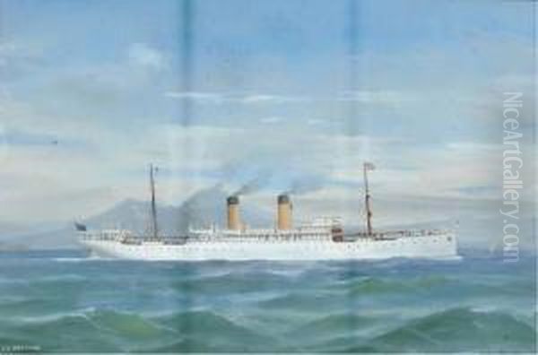 The Liner S.s. Madonna In The Bay Of Naples Oil Painting by Atributed To A. De Simone