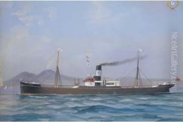 S.s. Nentmoor In Neapolitan Waters Oil Painting by Atributed To A. De Simone