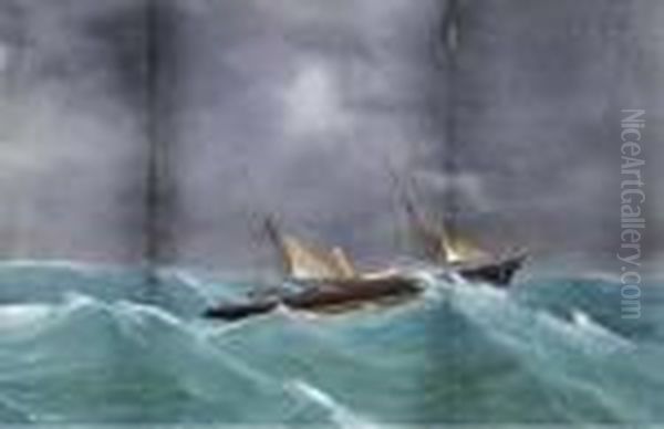 The Steam Yacht Vanadis Riding Out The Gale Oil Painting by Atributed To A. De Simone