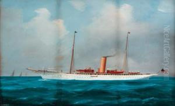 The American Steam Yacht Warrior Oil Painting by Atributed To A. De Simone