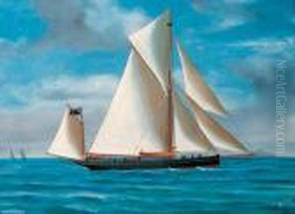 The Royal Thames Yacht Club Yawl
 Chanticleer In The Mediterranean;and The Chanticleer In Stormy 
Conditions Oil Painting by Atributed To A. De Simone