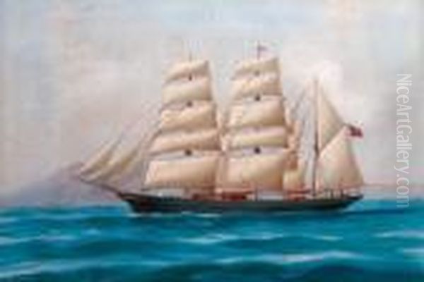 The Auxiliary Barque Modwena In The Bay Of Naples Oil Painting by Atributed To A. De Simone