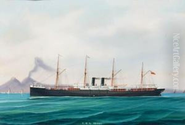 R.m.s. Orient In The Bay Of Naples Oil Painting by Atributed To A. De Simone