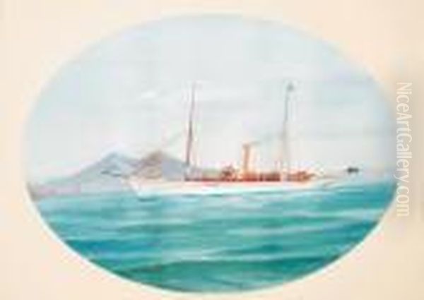 The Steam Yacht Erin In Neapolitan Waters; And At Sea Oil Painting by Atributed To A. De Simone