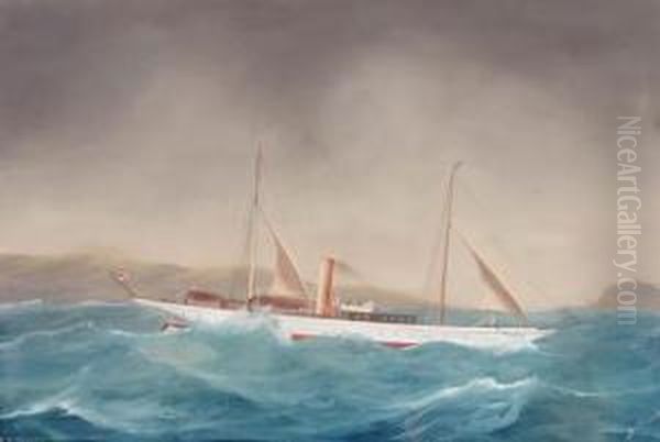 The Steam Yacht Vanessa In Coastal Waters Oil Painting by Atributed To A. De Simone