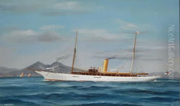 Ritratto Dello Steam Yacht Narcissus Al Largo Di Napoli Oil Painting by Antonio de Simone