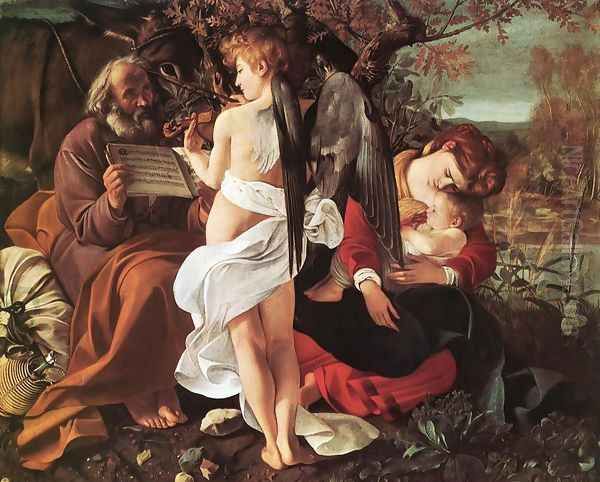 Rest on the Flight into Egypt (Riposto durante la fuga in Egitto) Oil Painting by Caravaggio