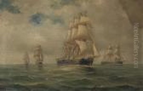 H.m.s. 
Northumberland Oil Painting by de Simone Tommaso