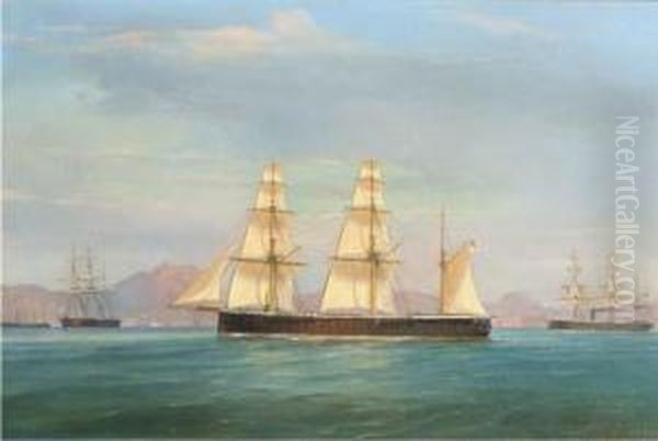 Ironclads Of The Mediterranean Fleet Off The Italian Coast Oil Painting by de Simone Tommaso