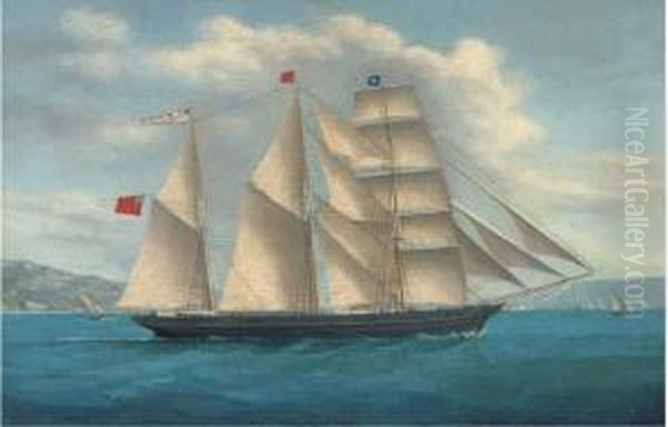 The Barquentine Sparkling Foam In The Mediterranean Offnaples Oil Painting by de Simone Tommaso