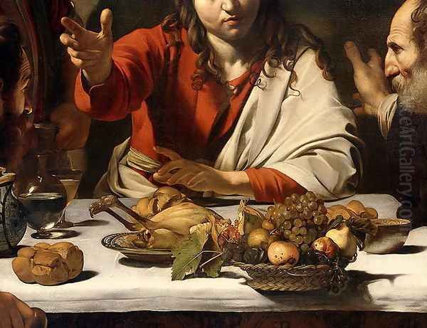 The Supper at Emmaus, 1601 (detail-1) Oil Painting by Caravaggio