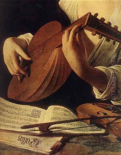 Lute Player (detail) c. 1596 Oil Painting by Caravaggio