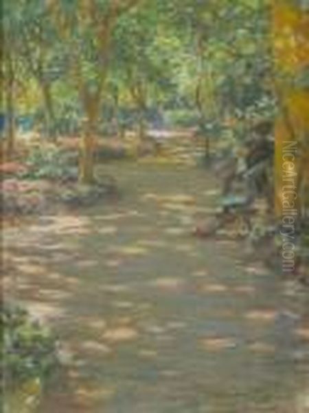 Parque Das Caldas Da Rainha Oil Painting by Jose Julio de Souza-Pinto