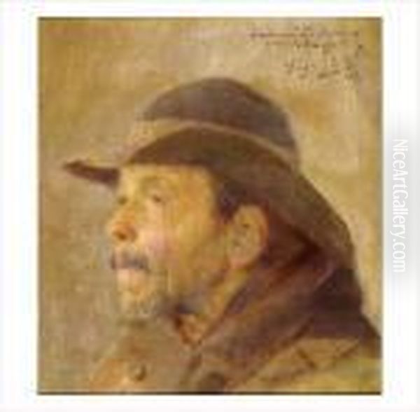 L'homme Au Chapeau Oil Painting by Jose Julio de Souza-Pinto