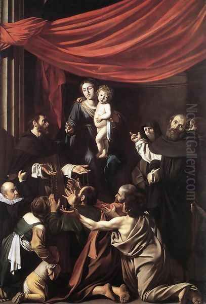 Madonna del Rosario 1607 Oil Painting by Caravaggio