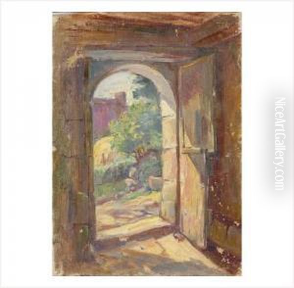 La Porte Ouverte Oil Painting by Jose Julio de Souza-Pinto