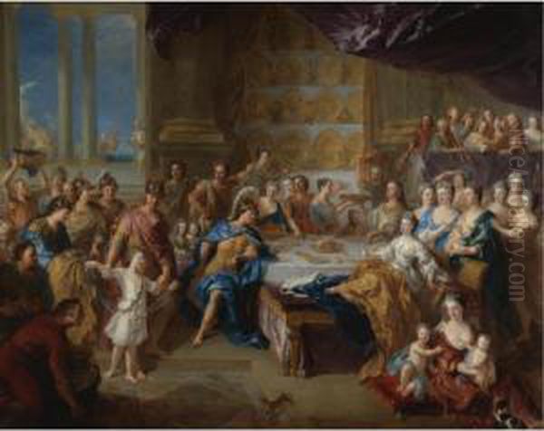 The Feast Of Dido And Aeneas: An
 Allegorical Portrait Of The Family Of The Duc And Duchesse Du Maine Oil Painting by Francois de Troy