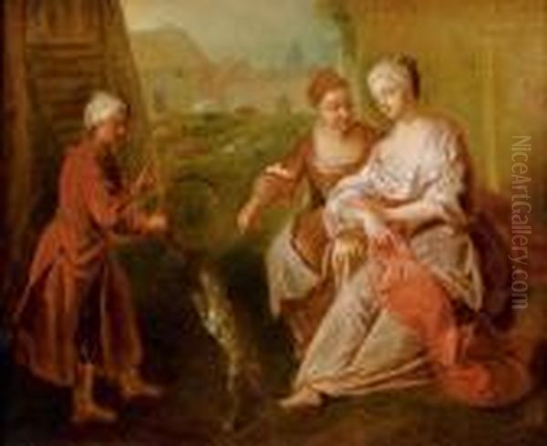 Jeux Dans Une Cour De Ferme, Vers 1720 Oil Painting by Francois de Troy