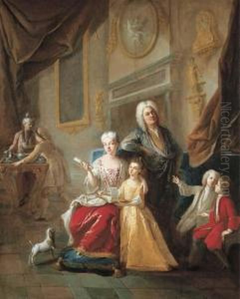 Portrait Of A Family In An Interior Oil Painting by Francois de Troy