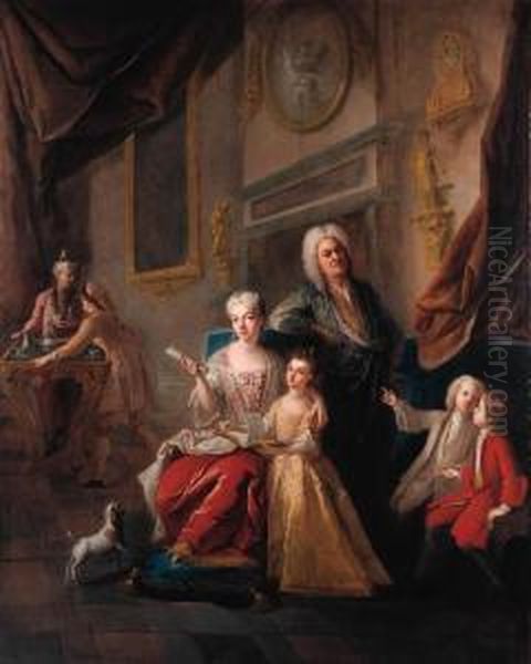 Portrait Of A Family In An Interior Oil Painting by Francois de Troy