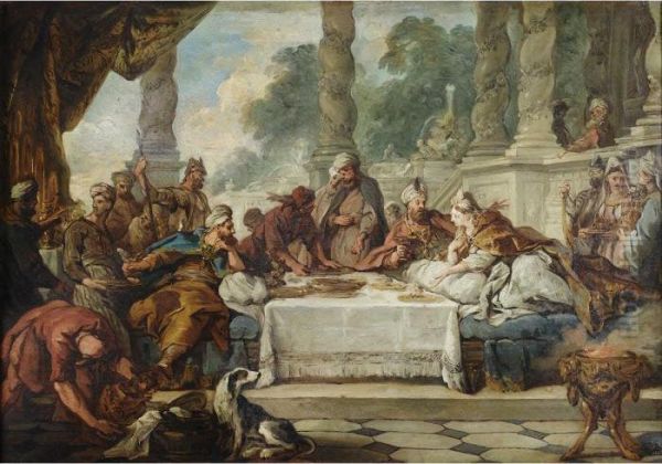 Le Repas D'esther Et D'assuerus Oil Painting by Jean Francois de Troy