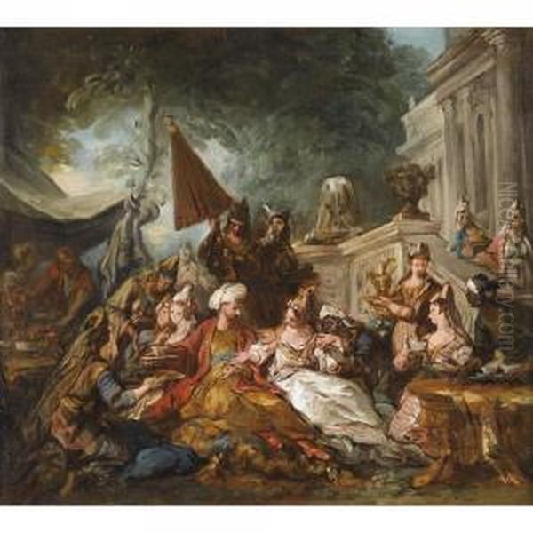 Scene Orientale Ou Le Banquet D'esther Oil Painting by Jean Francois de Troy