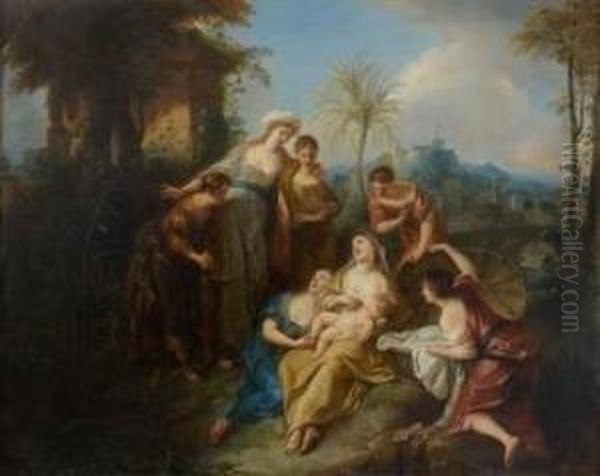 Moise Sauve Des Eaux Par La Fille De Pharaon Oil Painting by Jean Francois de Troy